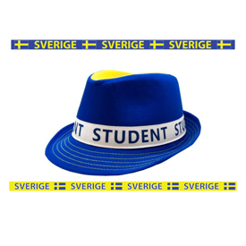 Fedora hatt Gul/Blå STUDENT